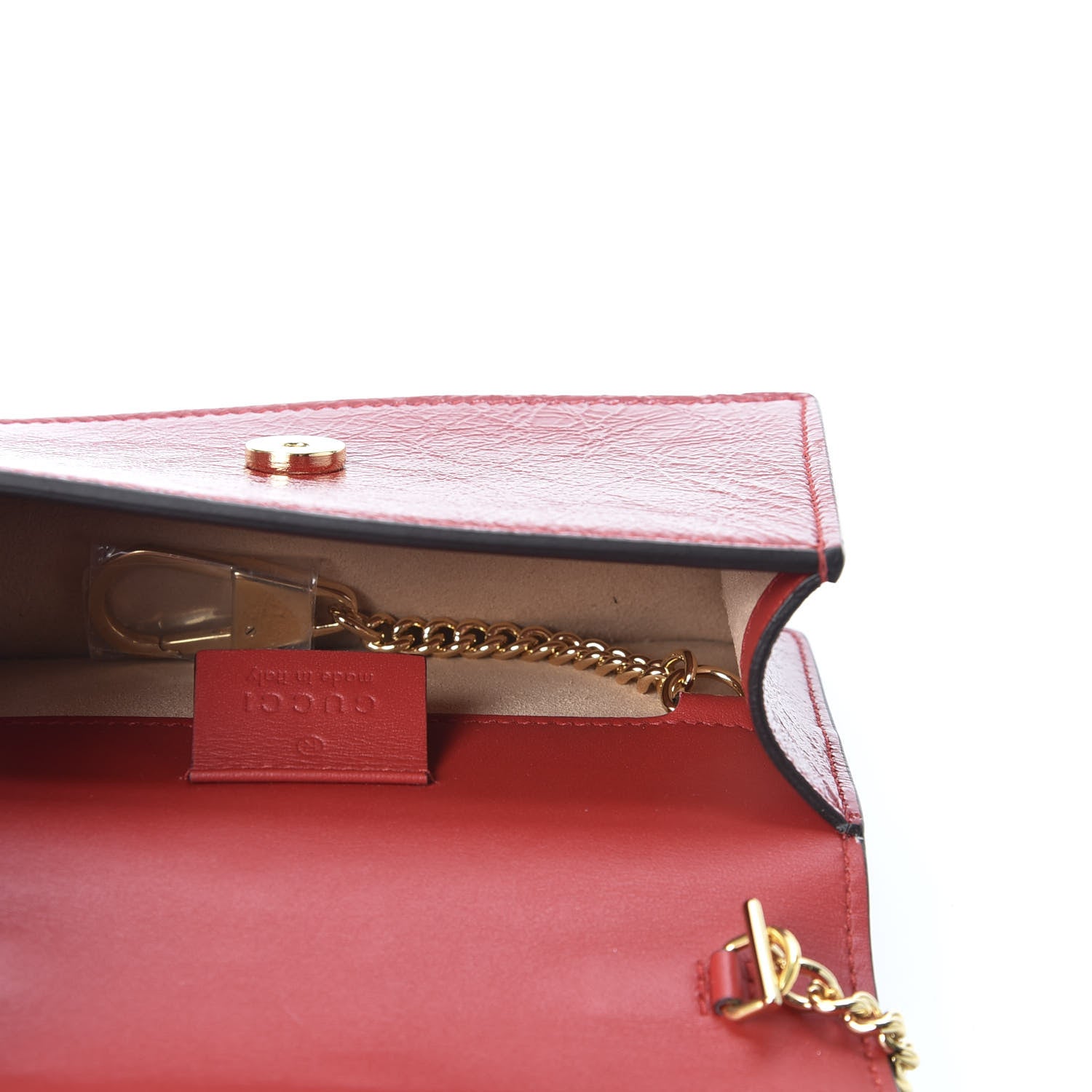 Gucci Patent Embroidered Super Mini Sylvie Chain Shoulder Bag Hibiscus Red 4 of 10