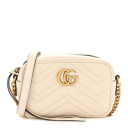 Gucci Calfskin Matelasse Mini GG Marmont Chain Shoulder Bag White 1 of 11