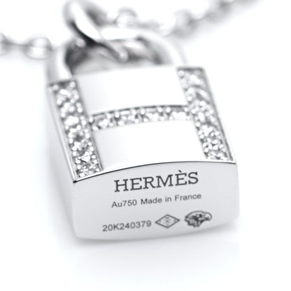 Hermes 18K White Gold Diamond Amulettes Cadenas Pendant Necklace 5 of 7