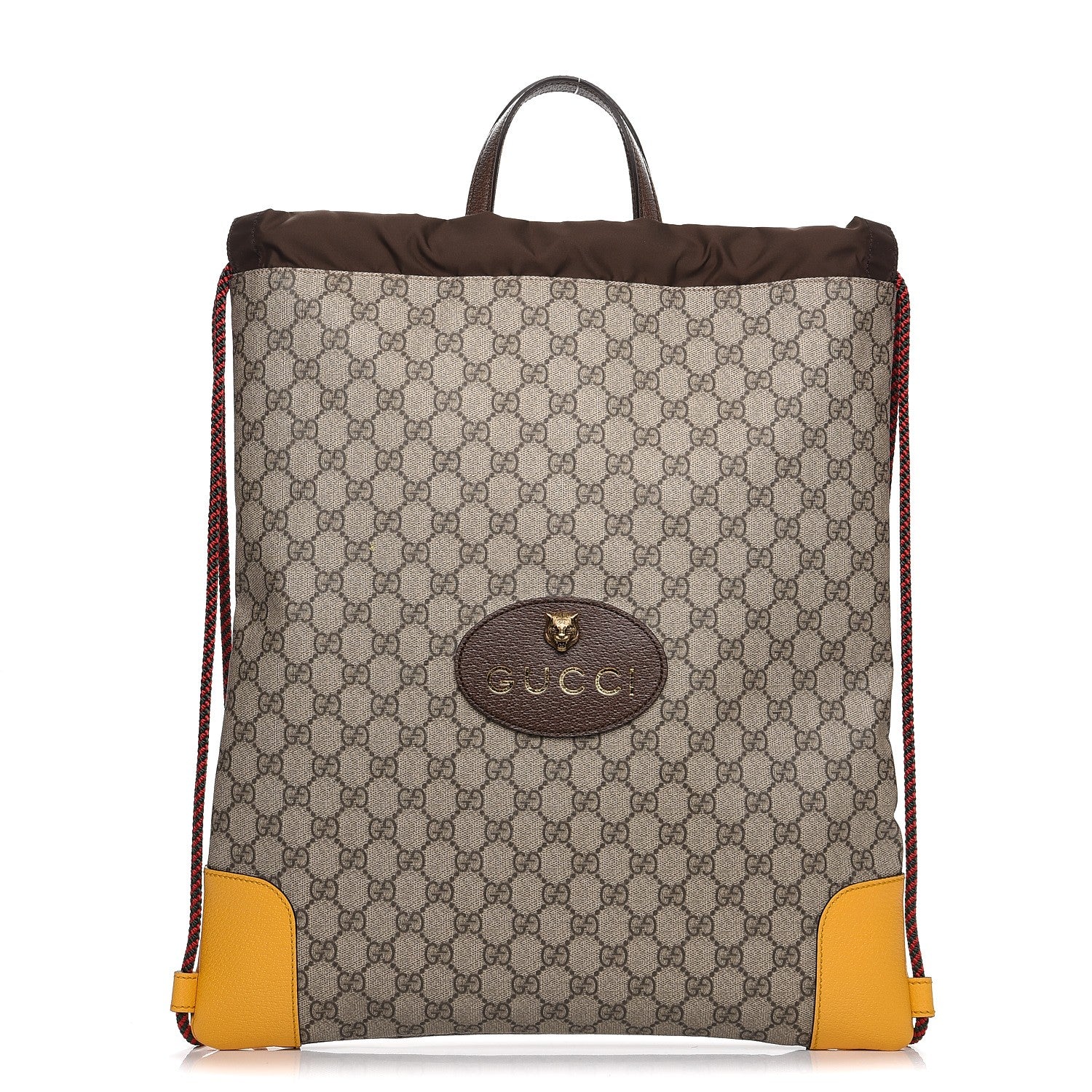 Gucci GG Supreme Monogram Neo Vintage Drawstring Backpack Beige New Acero Crop 1 of 9