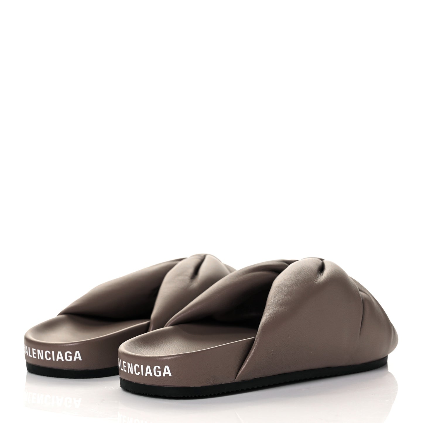Lambskin Puffy Slide Sandals 36 Mink Grey White