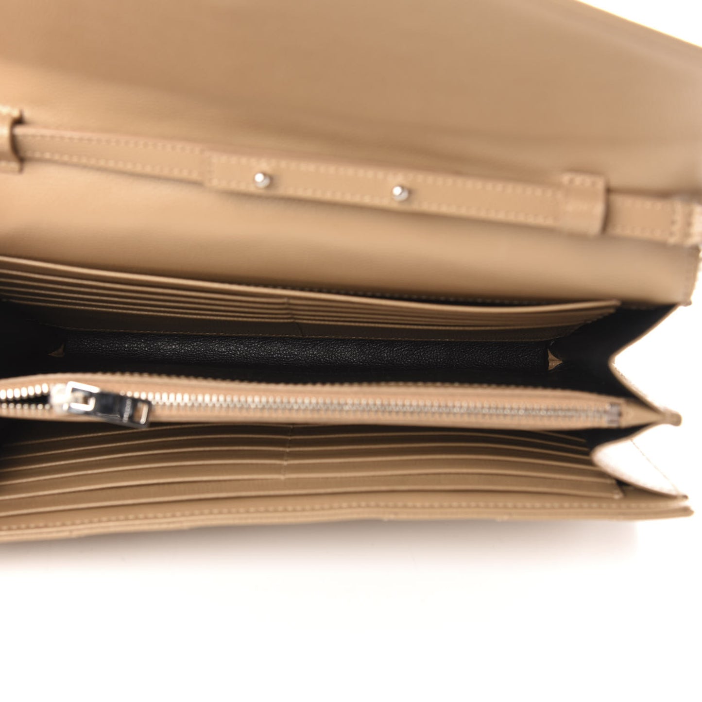 Grain De Poudre Matelasse Chevron Monogram Chain Wallet Dark Latte