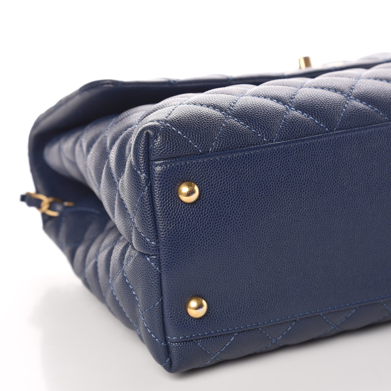 Chanel Caviar Lizard Quilted Medium Coco Handle Flap Navy 9 of 13