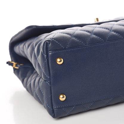 Chanel Caviar Lizard Quilted Medium Coco Handle Flap Navy 9 of 13