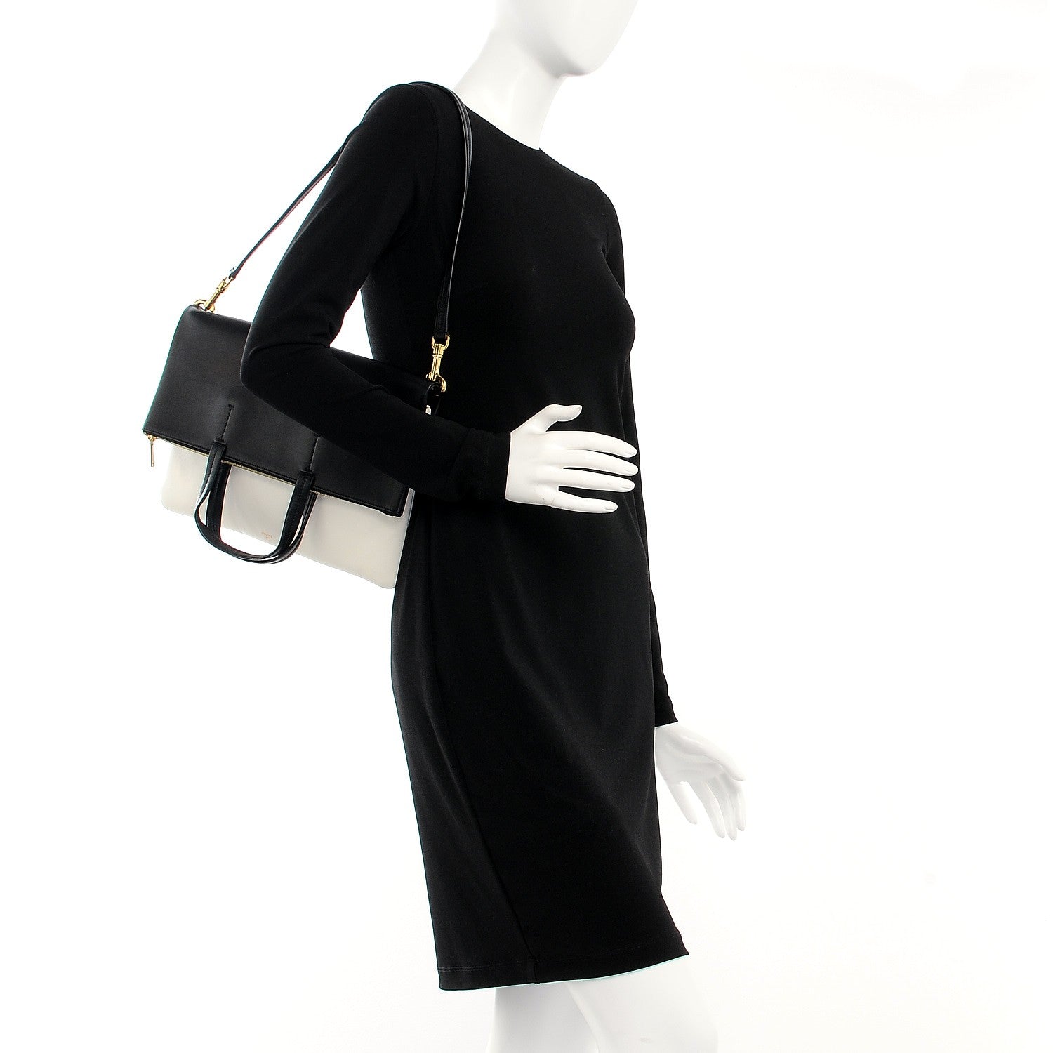 Celine Calfskin Folded Cabas Black White 2 of 14
