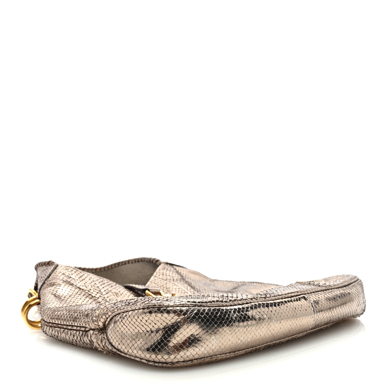 Gucci Metallic Snakeskin Large New Jackie Shoulder Bag Gold 3 of 7