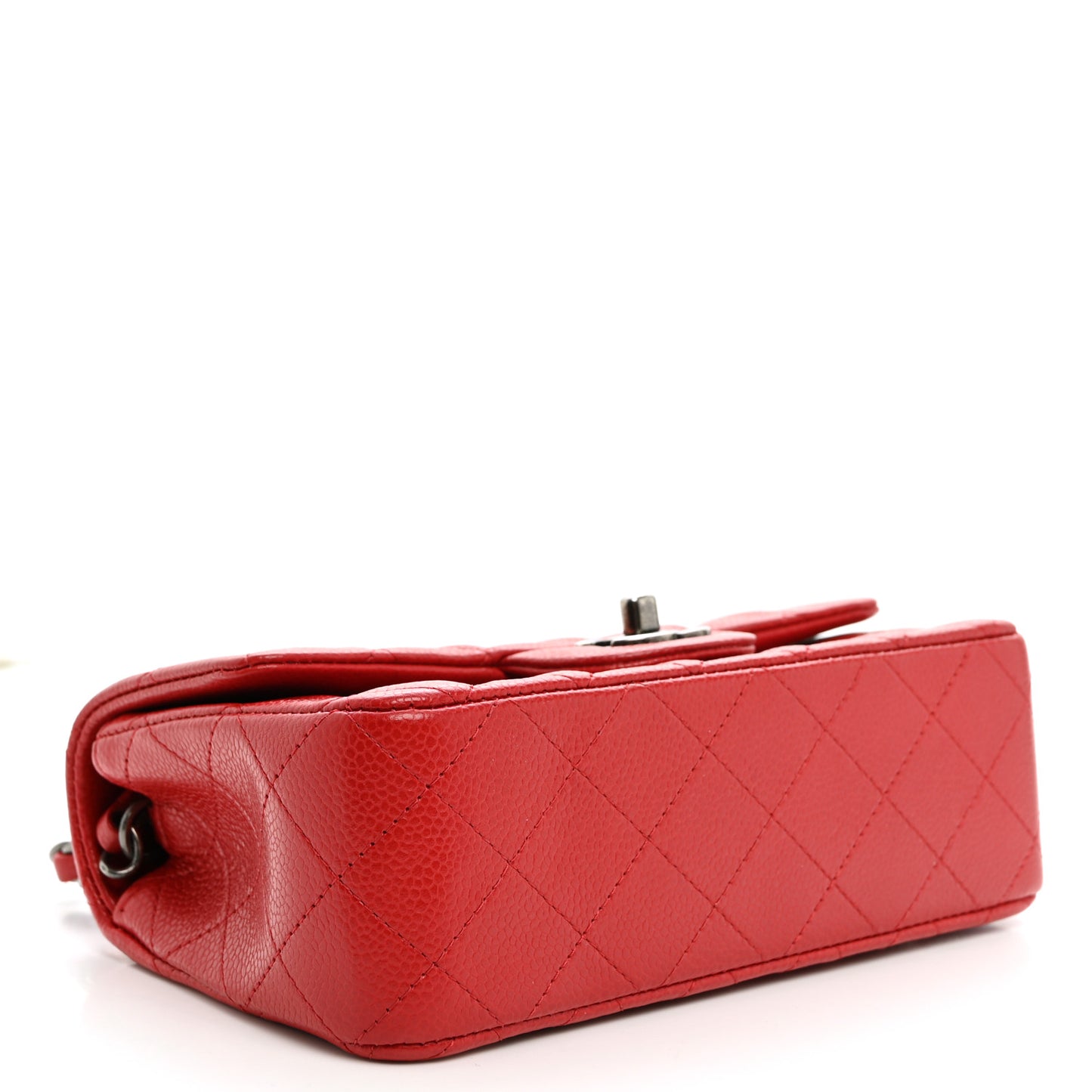Caviar Quilted Mini Rectangular Flap Red