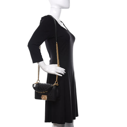 Chanel Calfskin Small Boy Logo Top Handle Flap Black 2 of 11