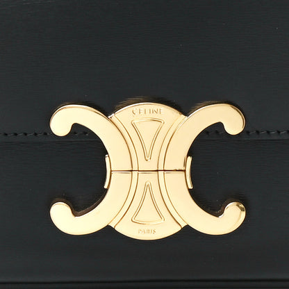 Celine Shiny Calfskin Triomphe Shoulder Bag Black 10 of 13
