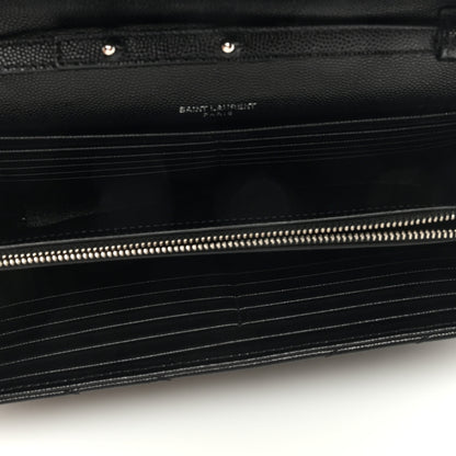 Saint Laurent Grain De Poudre Matelasse Chevron Monogram Chain Wallet Black 5 of 9