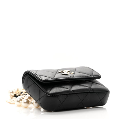 Chanel Lambskin Quilted Pearl Chain Belt Bag Black 3 of 11