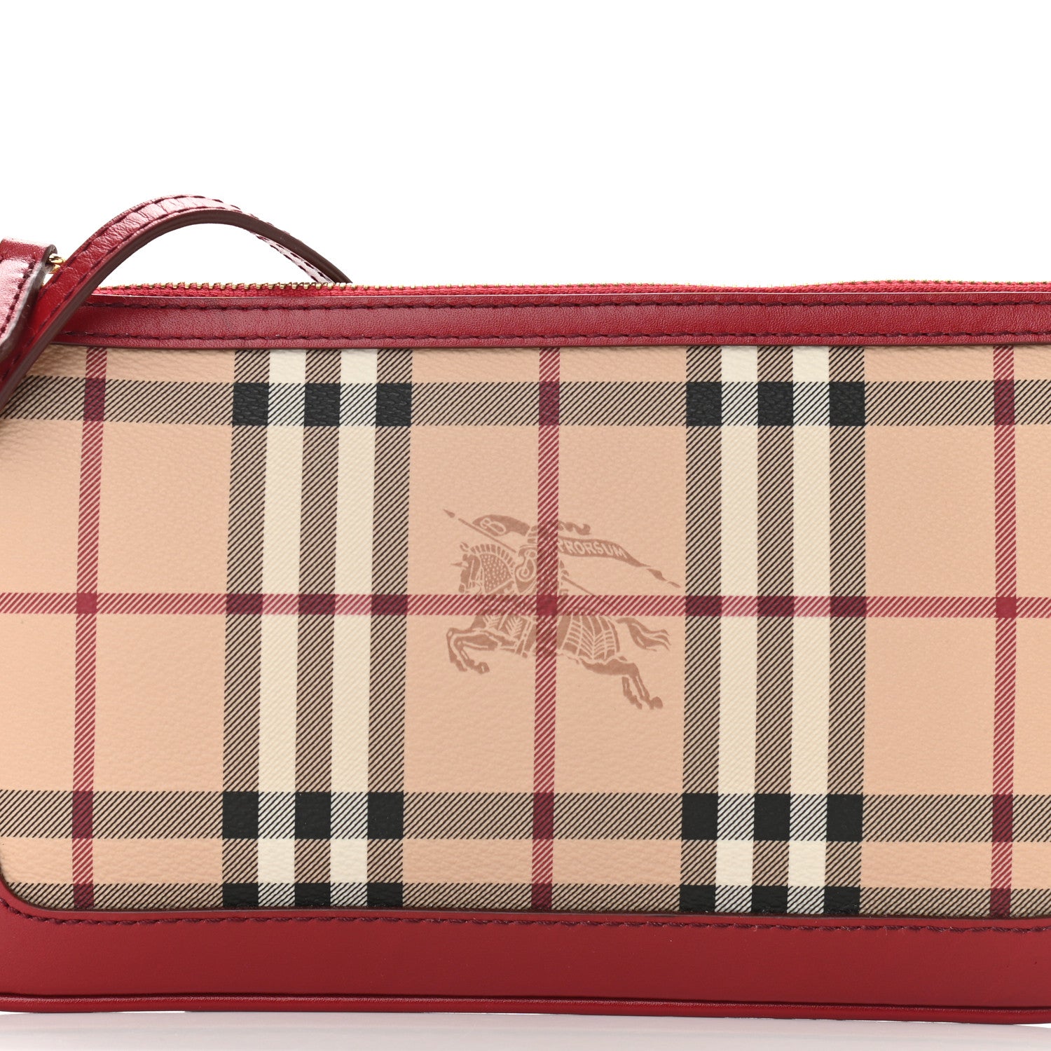 Burberry Haymarket Check Small Peyton Crossbody Clutch Bag Military Red 7 of 9