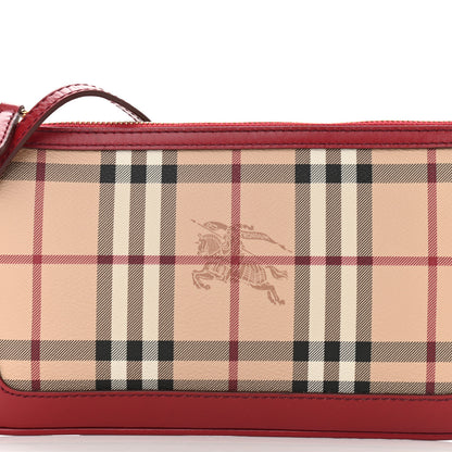 Burberry Haymarket Check Small Peyton Crossbody Clutch Bag Military Red 7 of 9