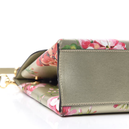 Gucci Metallic Shangai Calfskin Blooms Print Small Bamboo Daily Top Handle Bag Gold Multicolor 6 of 9