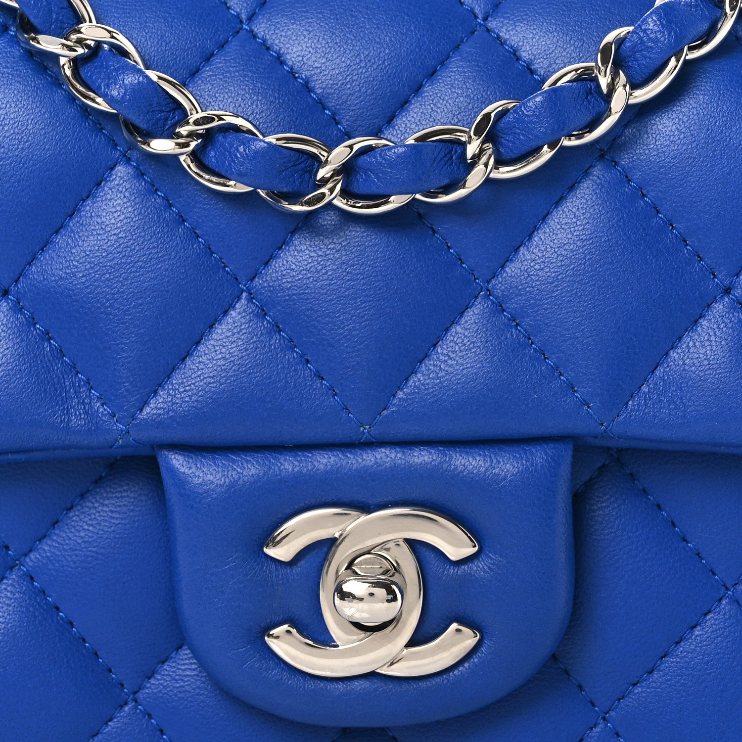 Chanel Lambskin Quilted Mini Rectangular Flap Blue 8 of 12