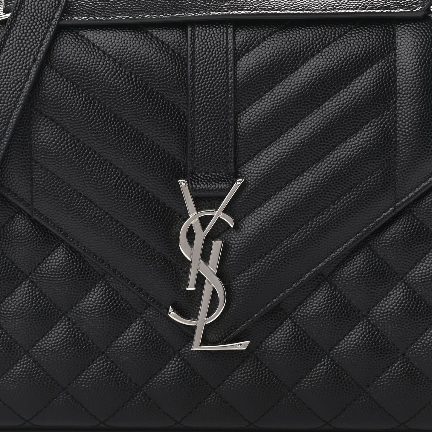 Grain De Poudre Textured Mixed Matelasse Triquilt Medium Monogram Satchel Black