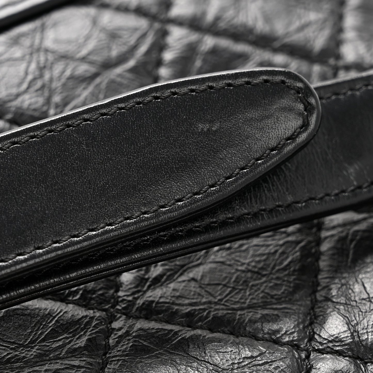 Aged Calfskin Quilted Small Gabrielle Hobo Black