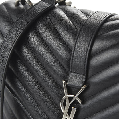 Saint Laurent Sheepskin Matelasse Chevron Monogram Medium College Bag Black 11 of 12