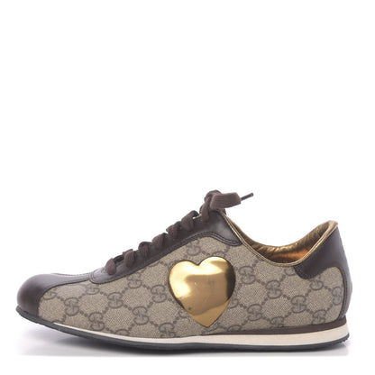 Gucci GG Supreme Monogram Heart Low Top Sneakers 37.5 Brown 1 of 8