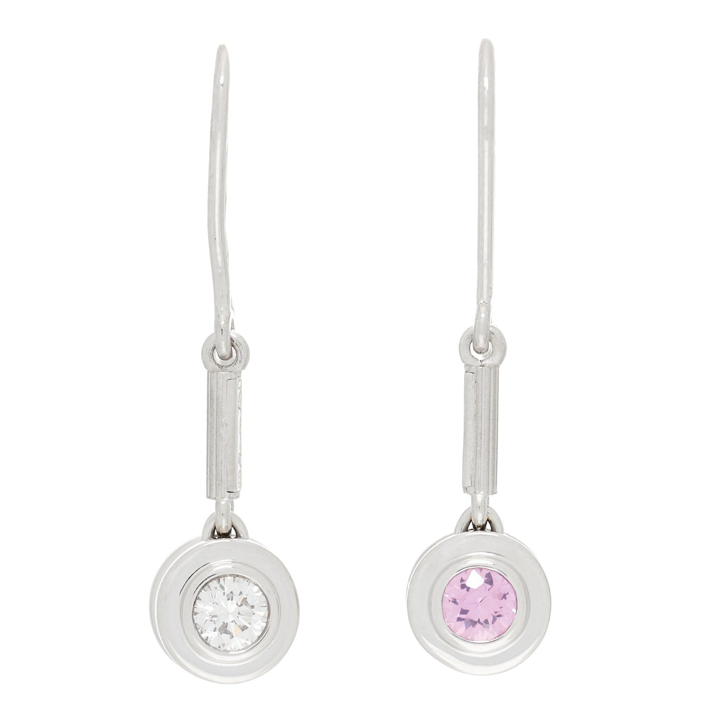 18K White Gold Diamond Pink Sapphire Paloma Picasso Drop Earrings