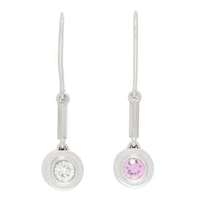 Tiffany 18K White Gold Diamond Pink Sapphire Paloma Picasso Drop Earrings 1 of 4