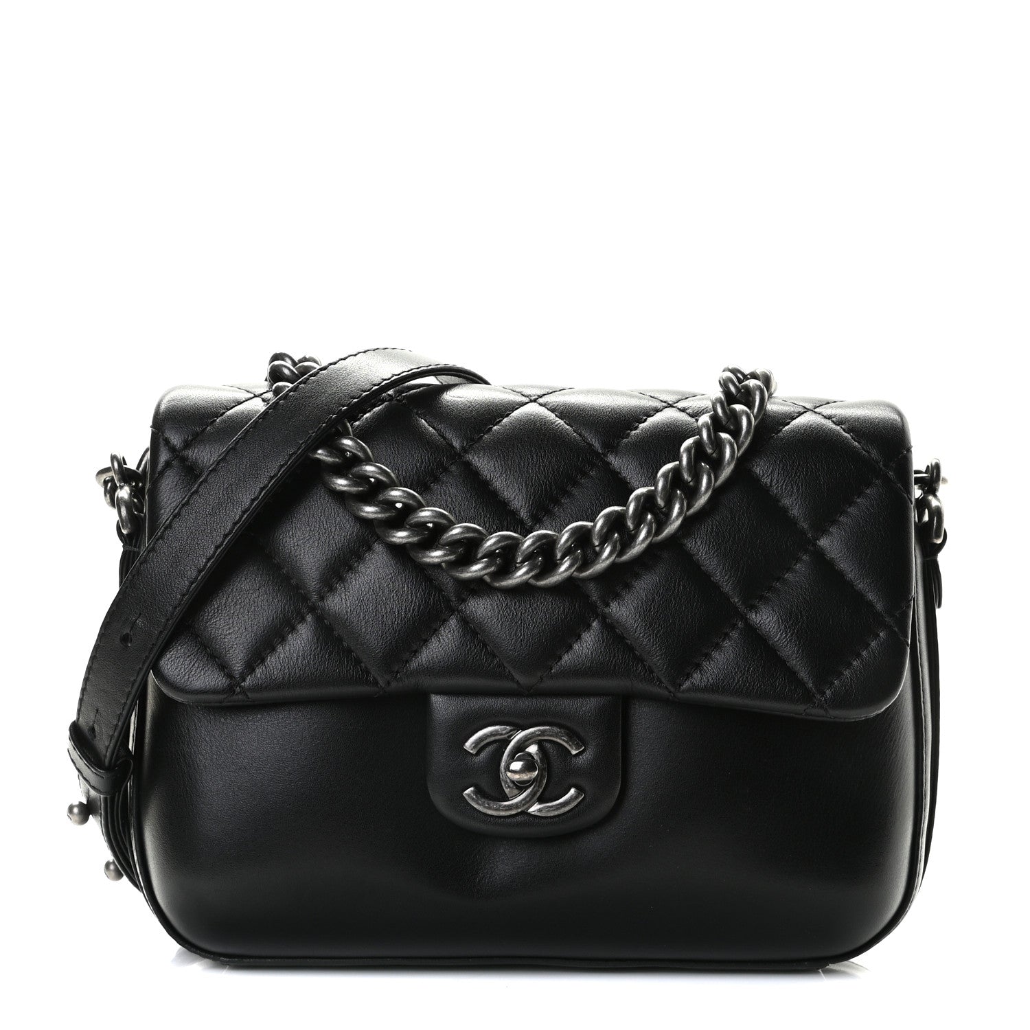 Chanel Calfskin Quilted Medium Rock My Shoulder Flap Black 1 of 8