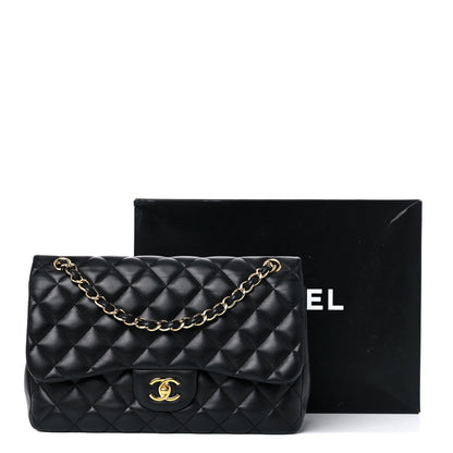 Chanel Lambskin Quilted Jumbo Double Flap Black 16 of 16