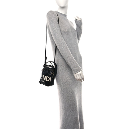 Fendi Vitello King F is Fendi Logo Embossed Mini Mon Tresor Bucket Bag Black 2 of 10