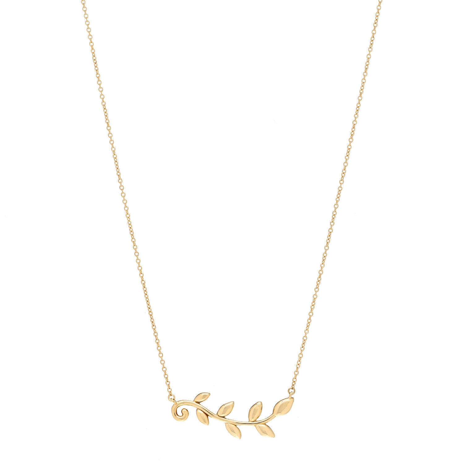 Tiffany 18K Yellow Gold Paloma Picasso Olive Leaf Vine Pendant Necklace 1 of 5