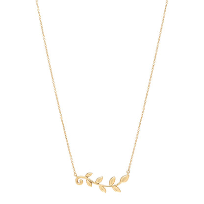 Tiffany 18K Yellow Gold Paloma Picasso Olive Leaf Vine Pendant Necklace 1 of 5