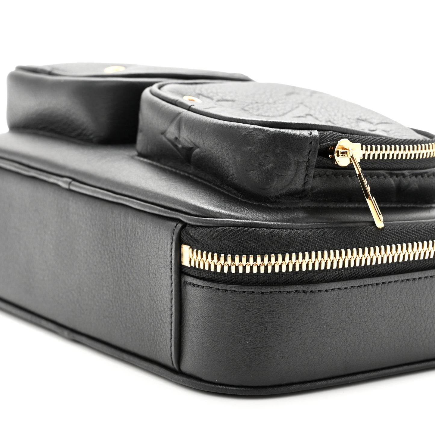 Calfskin Monogram Embossed Utility Crossbody Black