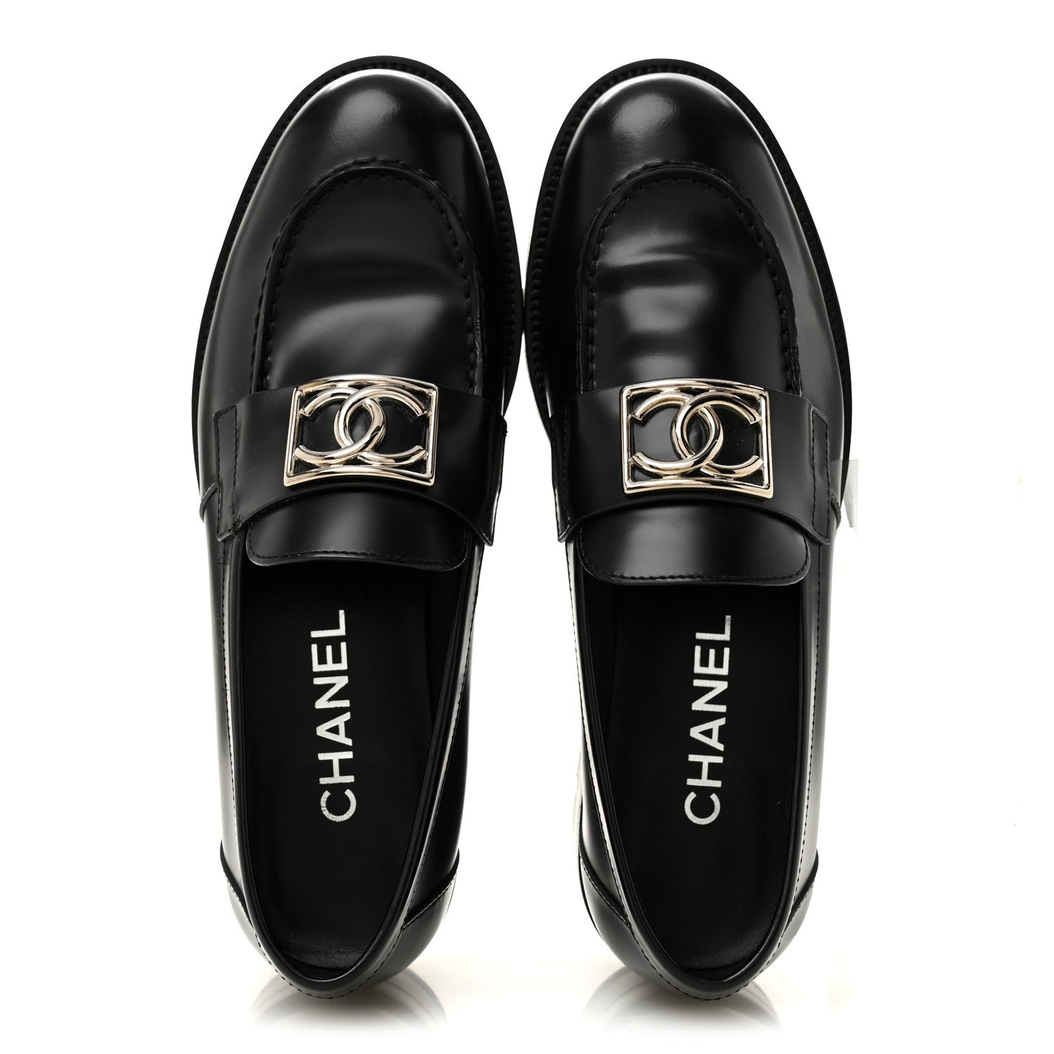 Chanel Calfskin Metal CC Loafers 38.5 Black 1882561 – FASHIONPHILE