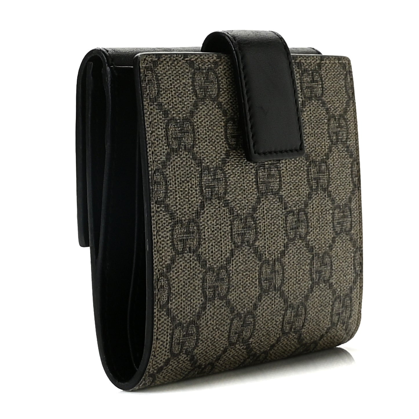 GG Supreme Monogram French Flap Wallet Black