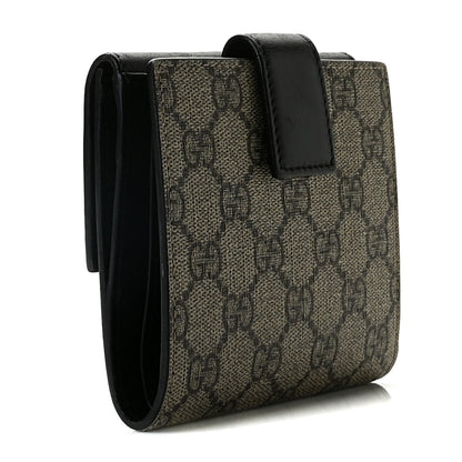 Gucci GG Supreme Monogram French Flap Wallet Black 2 of 13