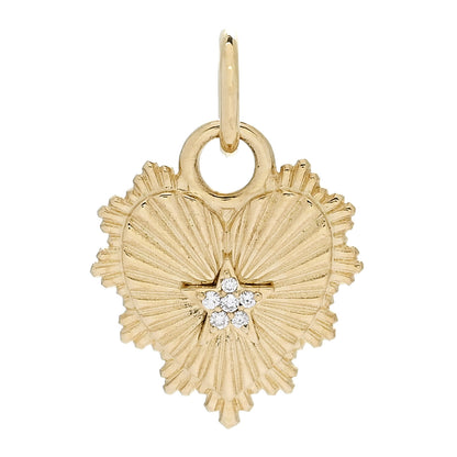 Foundrae 18K Yellow Gold Diamond Miniature Heart Pendant 1 of 4