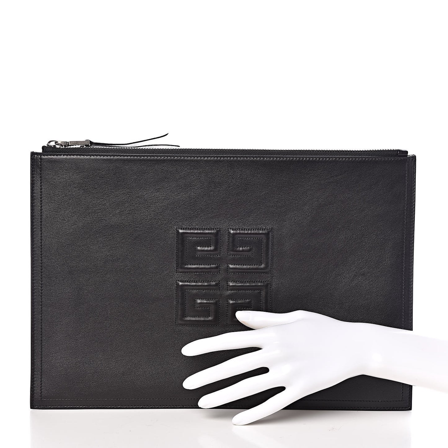 Lambskin Large Emblem Pouch Black