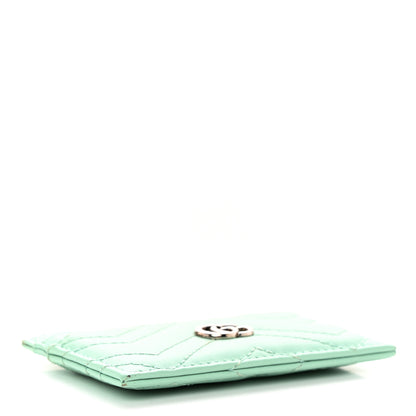 Gucci Calfskin Matelasse GG Marmont Card Holder Water Green 4 of 14