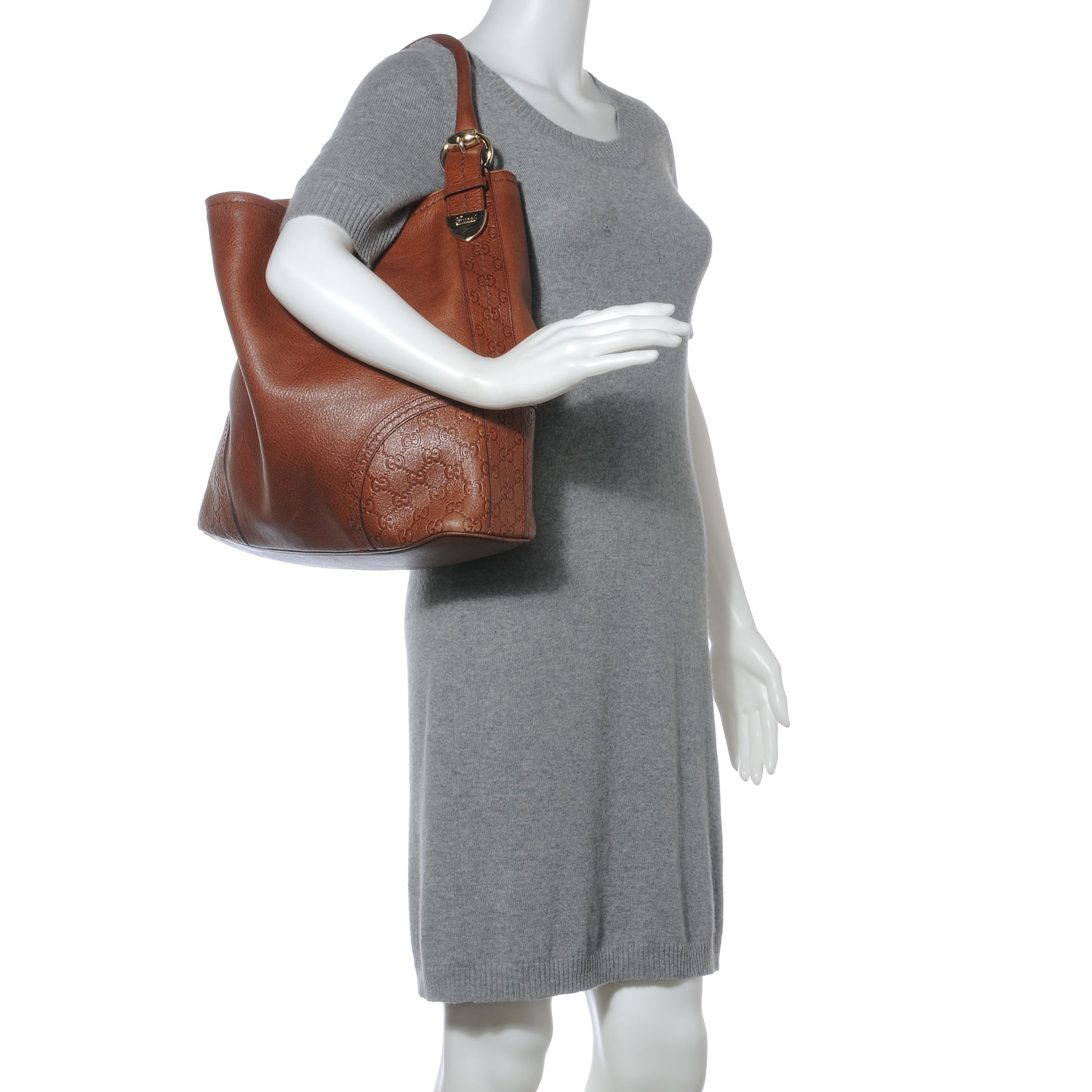 Gucci Leather Guccissima Trim Large Signoria Hobo Brown 2 of 7