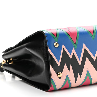 Salvatore Ferragamo Saffiano Zig Zag Beky Tote Black Multicolor 8 of 9