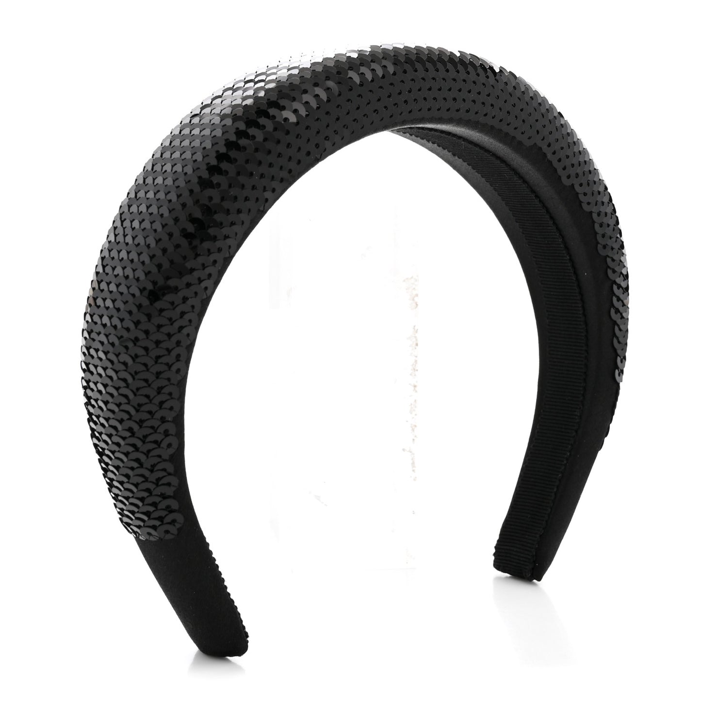 Satin Sequin Embellished Headband Clear Black