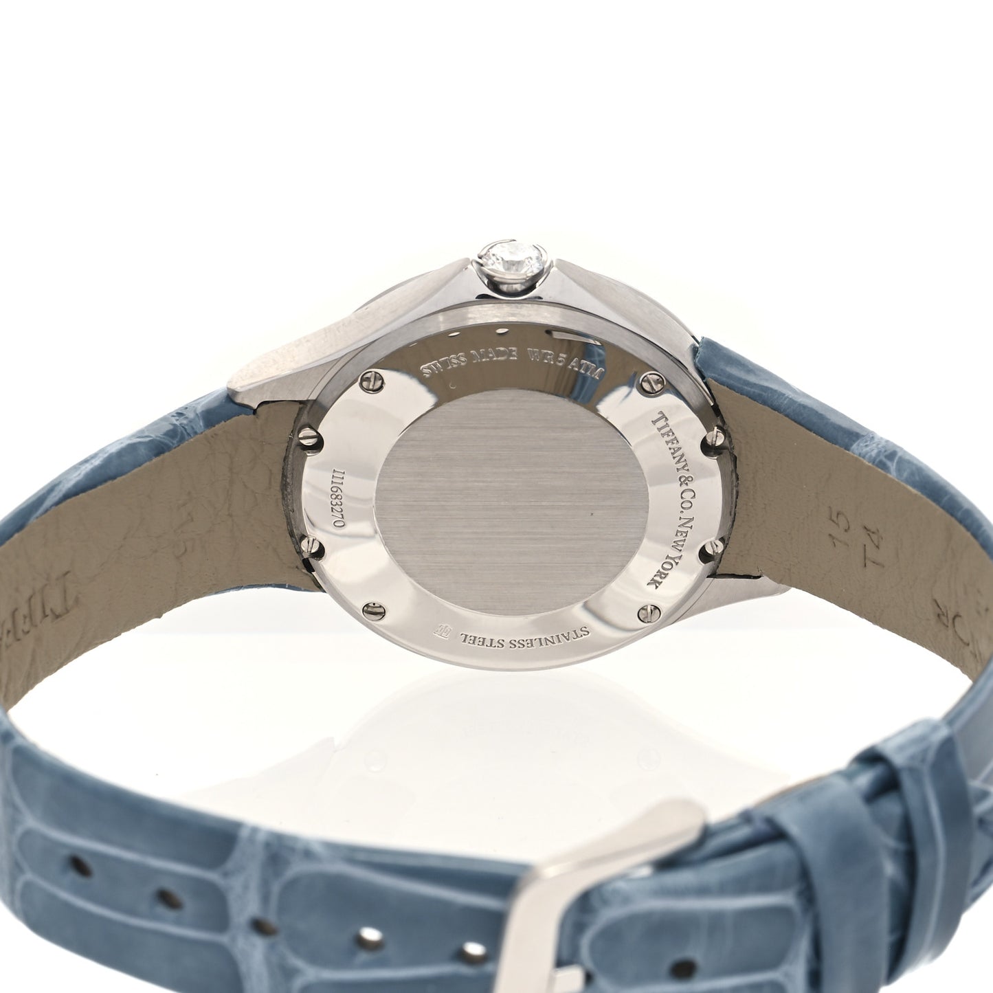Stainless Steel Alligator Diamond Bezel 28mm Metro Quartz Watch Ice Blue