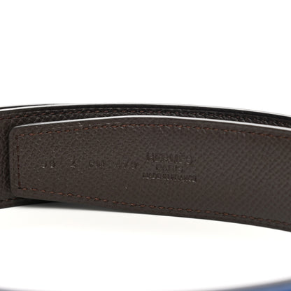 Hermes Epsom 32mm Belt Strap 90 Bleu Electrique Chocolate 3 of 5