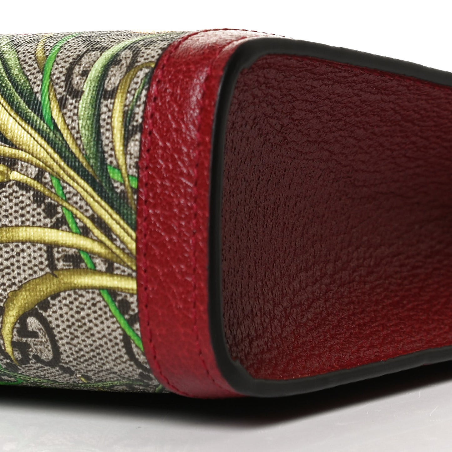 GG Supreme Monogram Flora Web Ophidia Pouch Red