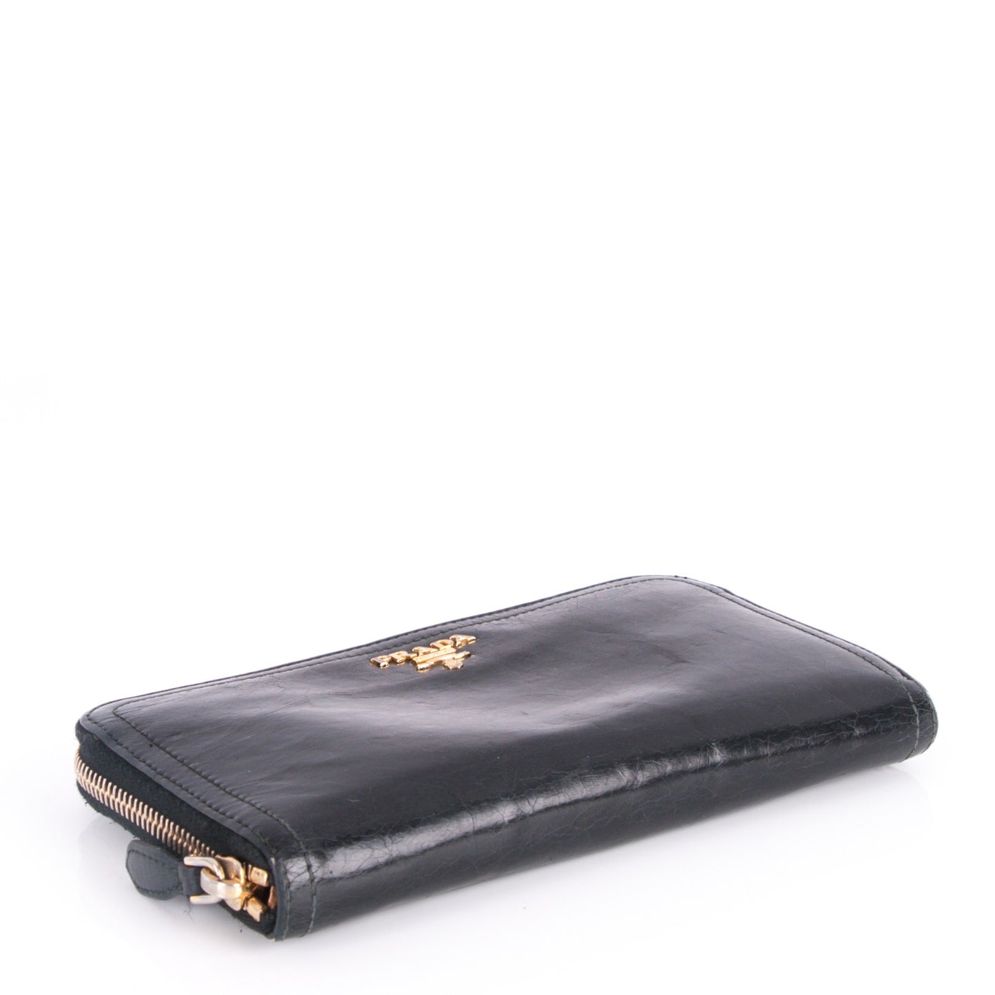 Vitello Shine Zip Around Wallet Nero Black