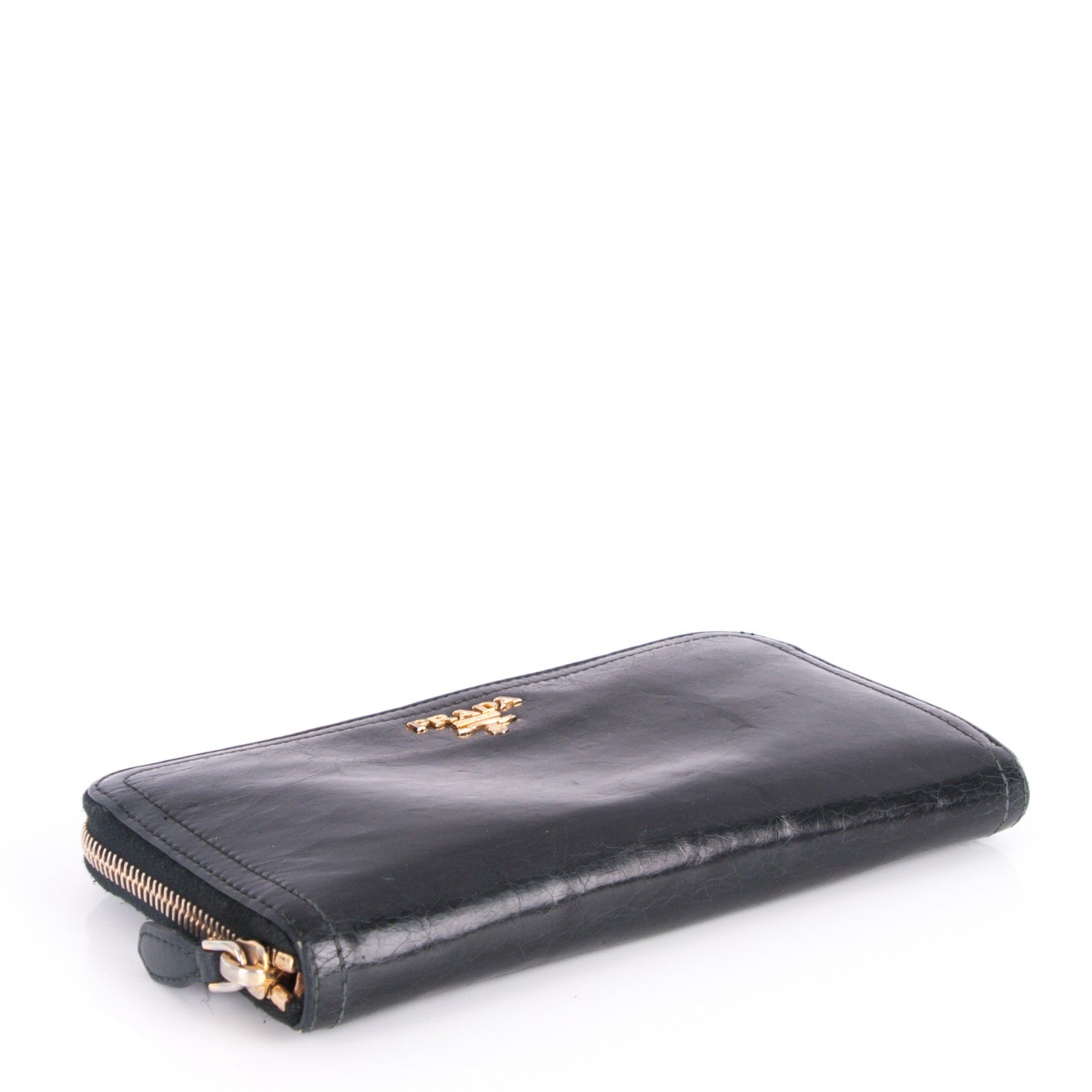 Prada Vitello Shine Zip Around Wallet Nero Black 4 of 9