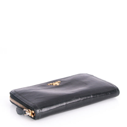 Prada Vitello Shine Zip Around Wallet Nero Black 4 of 9