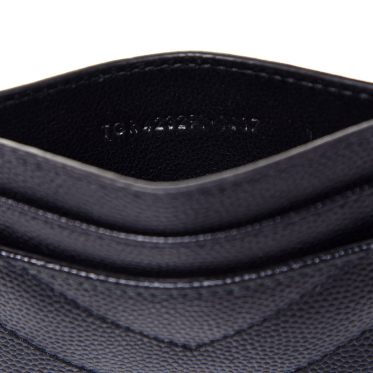 Saint Laurent Grain De Poudre Matelasse Chevron Monogram Credit Card Case Black 7 of 7