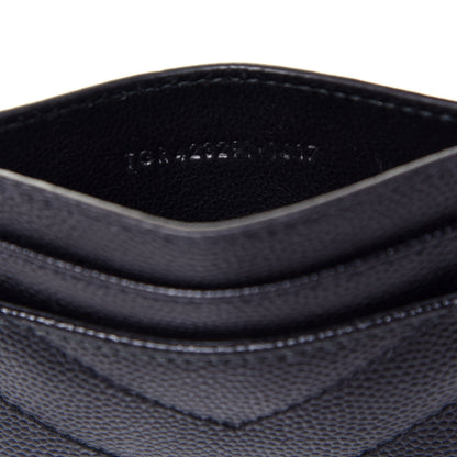 Saint Laurent Grain De Poudre Matelasse Chevron Monogram Credit Card Case Black 7 of 7