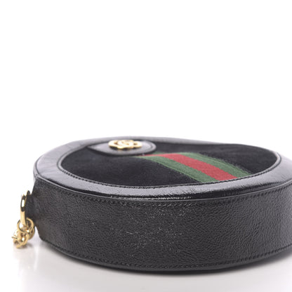 Gucci Suede Patent Web Mini Ophidia Round Shoulder Bag Black 8 of 10