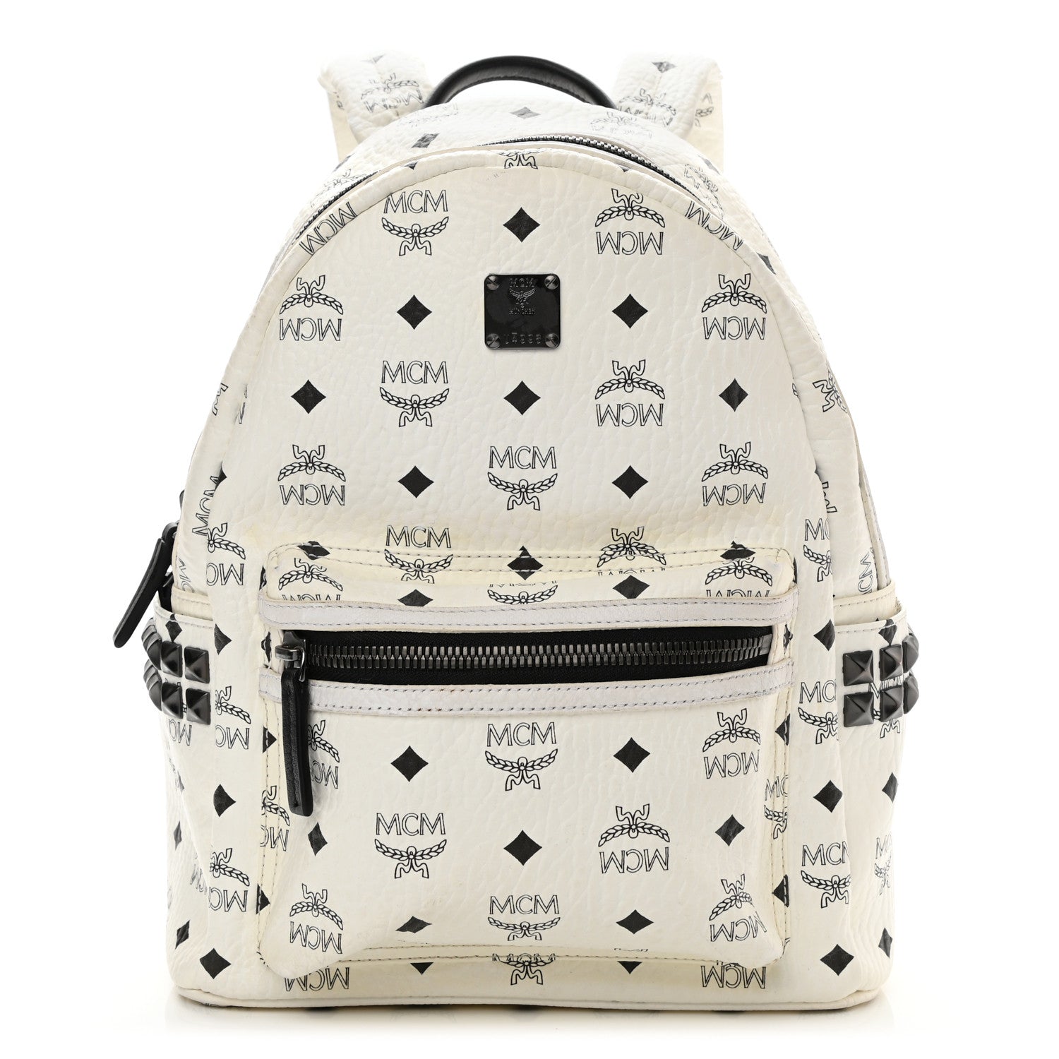 MCM Visetos Small Side Stud Stark Backpack White 1 of 14